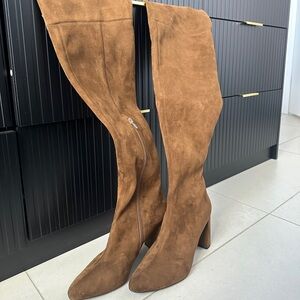 Elegant Brown Suede Knee-High Boots